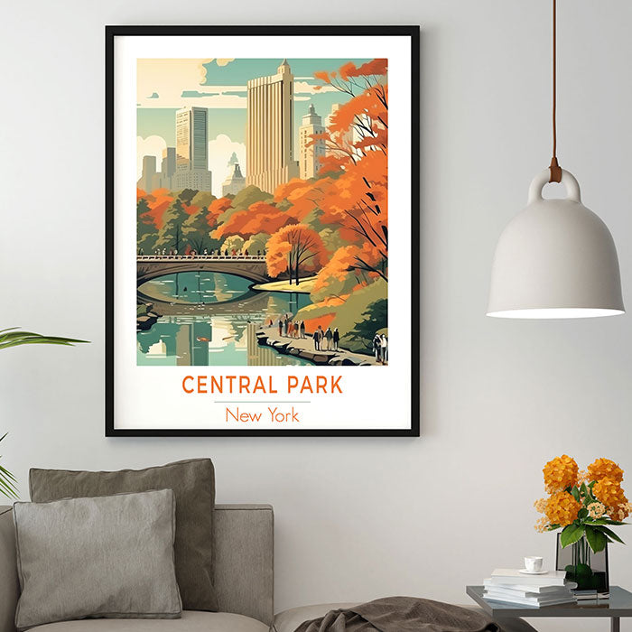 Central Park, New York | Retro Travel Poster | Prints Available In All Sizes | Wall Art