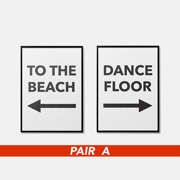 To The Beach & Dance Floor Typography Prints | Pack Of 2