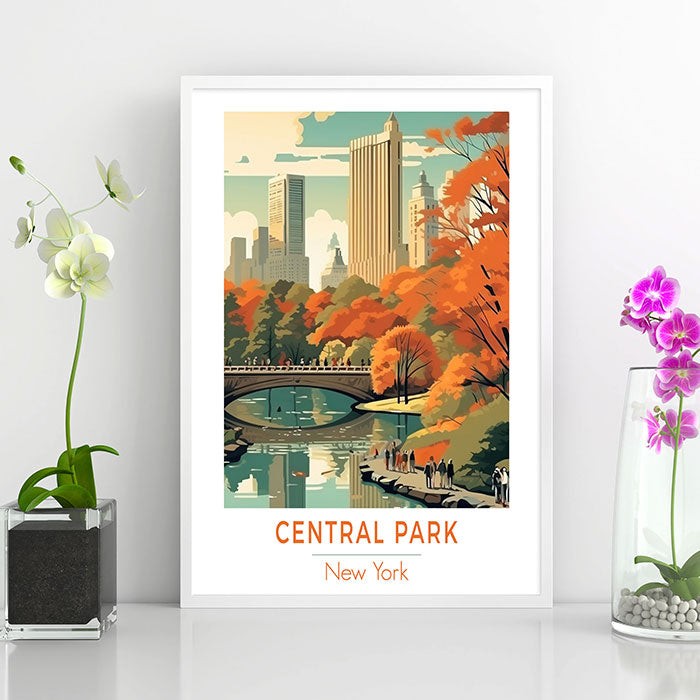 Central Park, New York | Retro Travel Poster | Prints Available In All Sizes | Wall Art