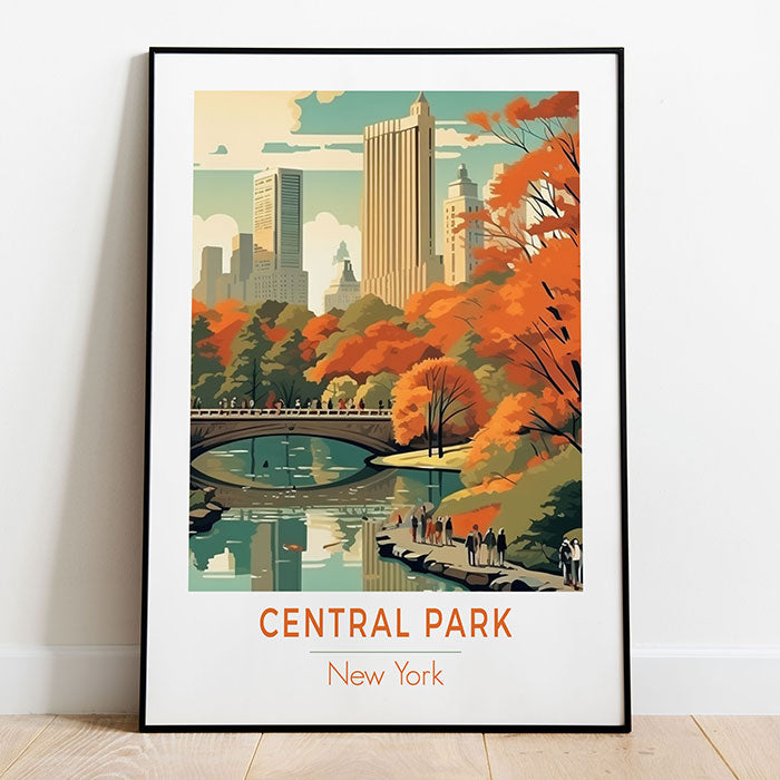 Central Park, New York | Retro Travel Poster | Prints Available In All Sizes | Wall Art