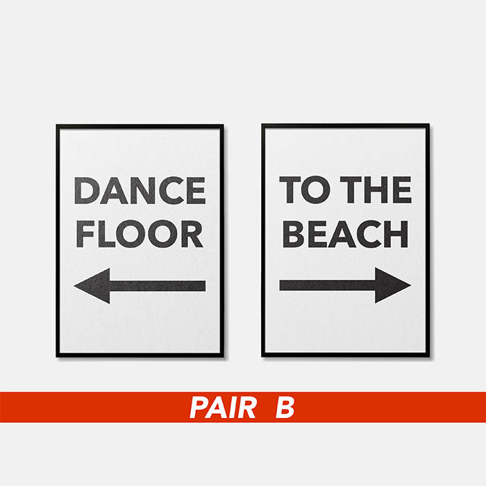 To The Beach & Dance Floor Typography Prints | Pack Of 2