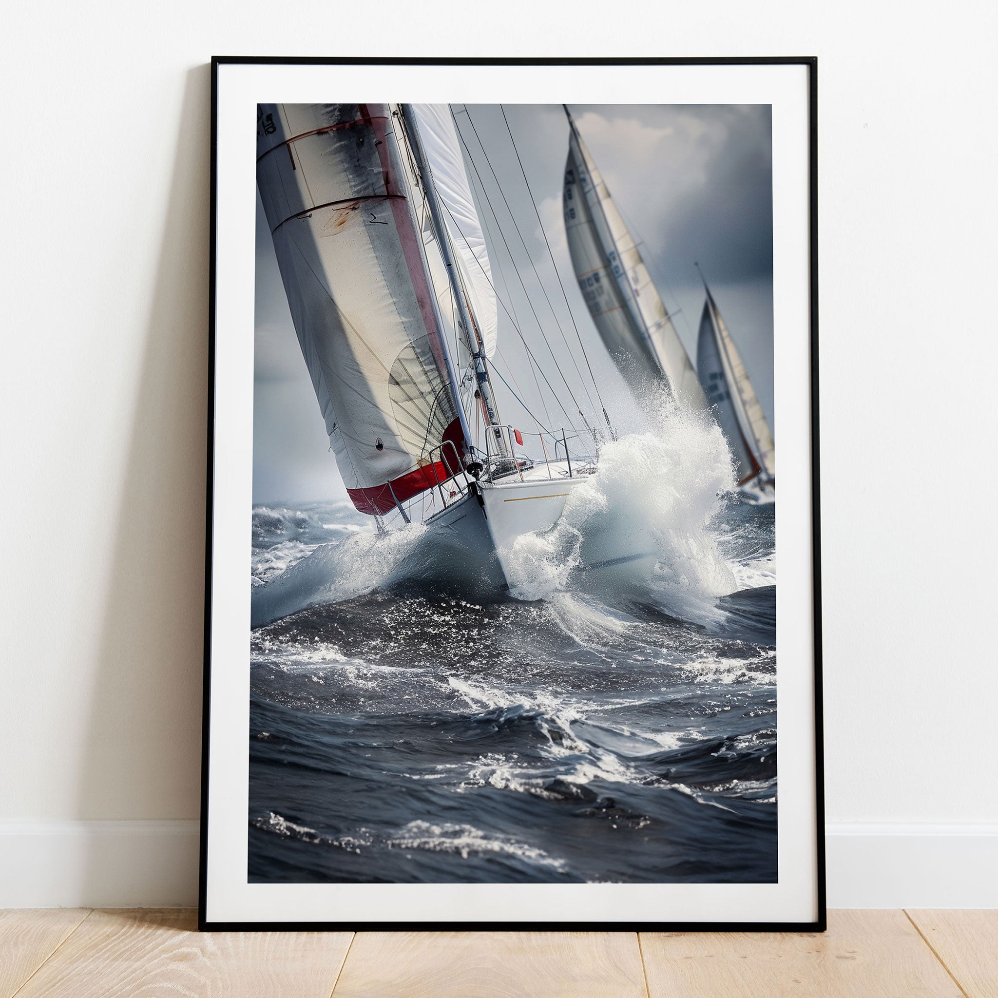 Racing Sailboats in Rough Seas