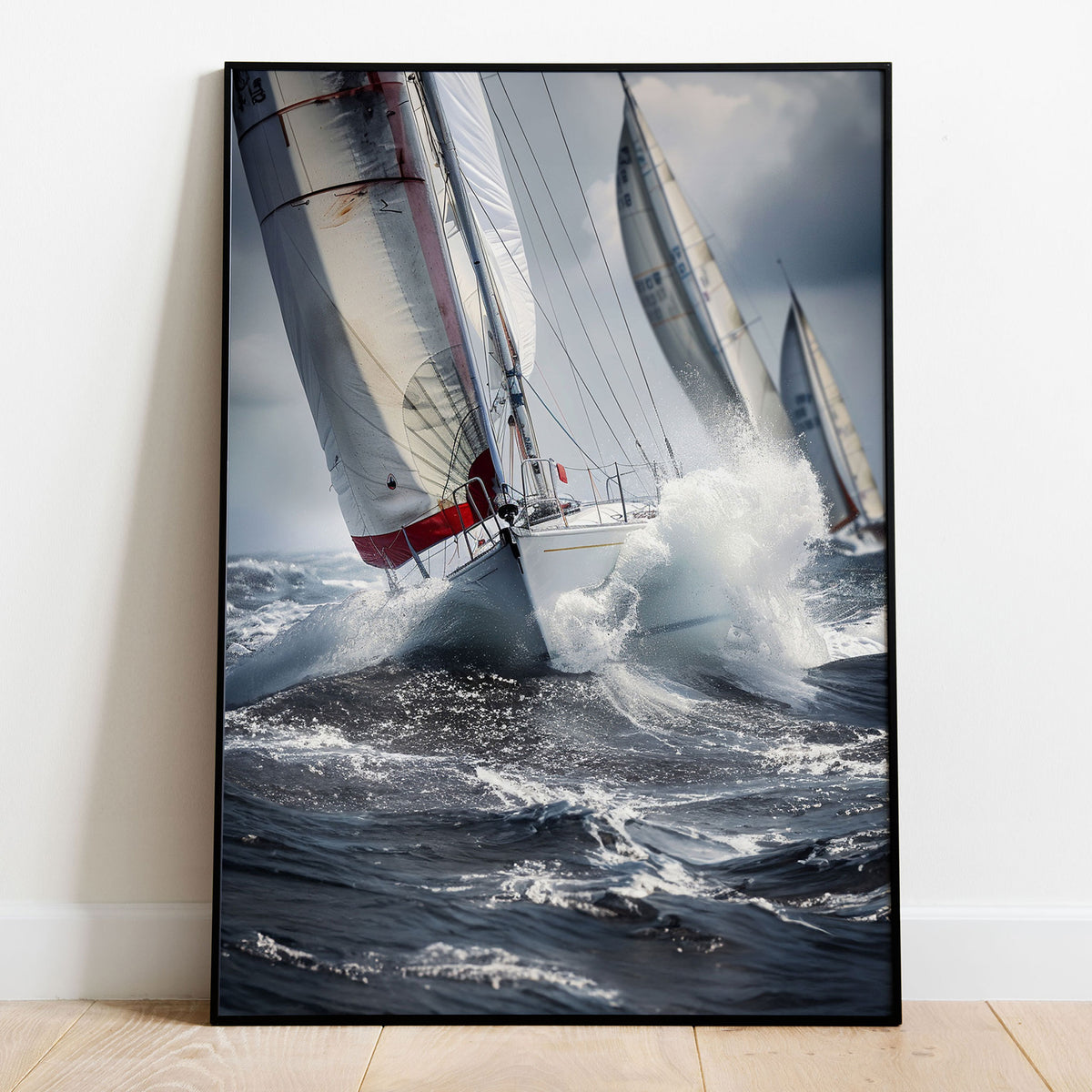 Racing Sailboats in Rough Seas