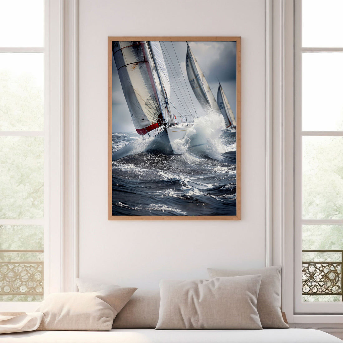 Racing Sailboats in Rough Seas