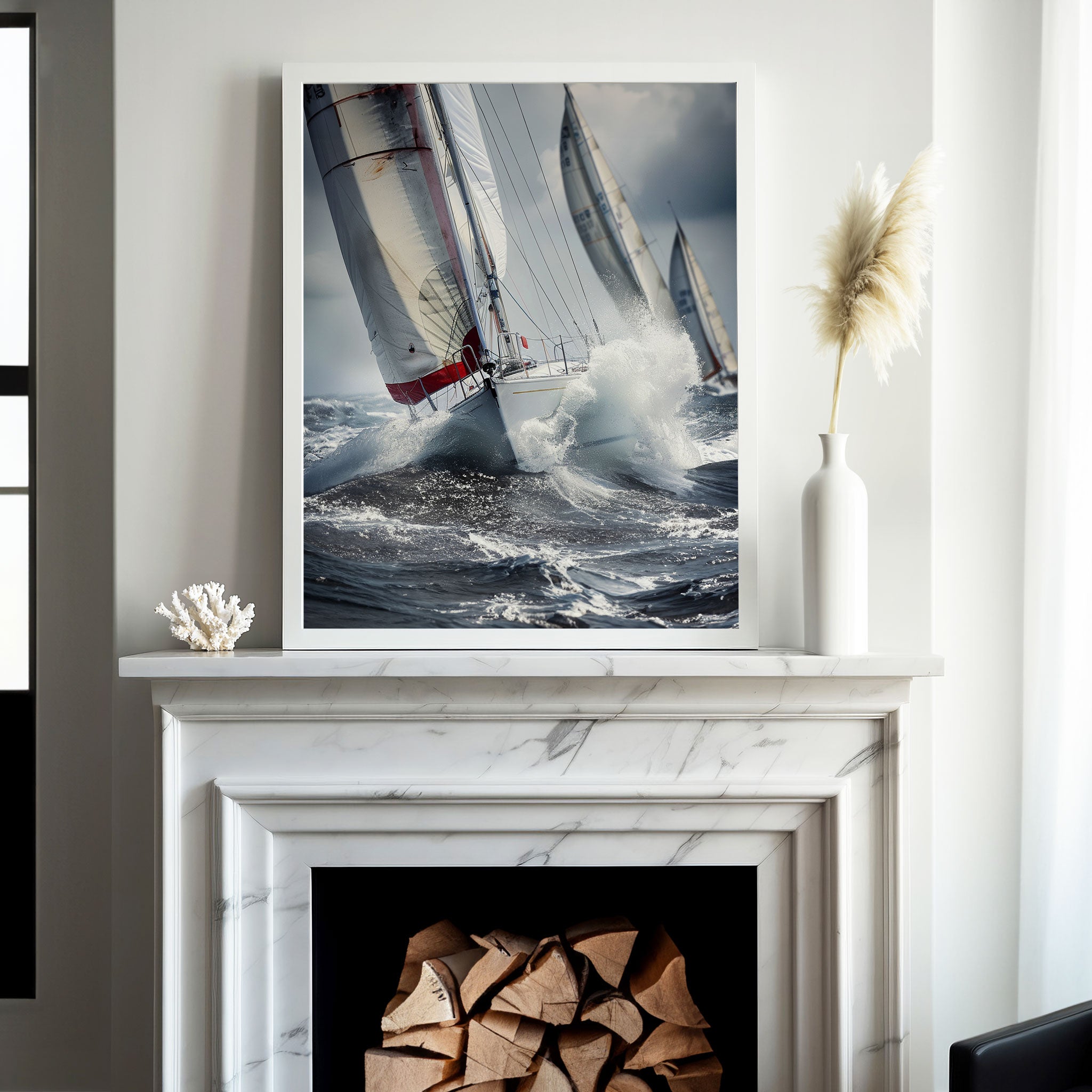 Racing Sailboats in Rough Seas