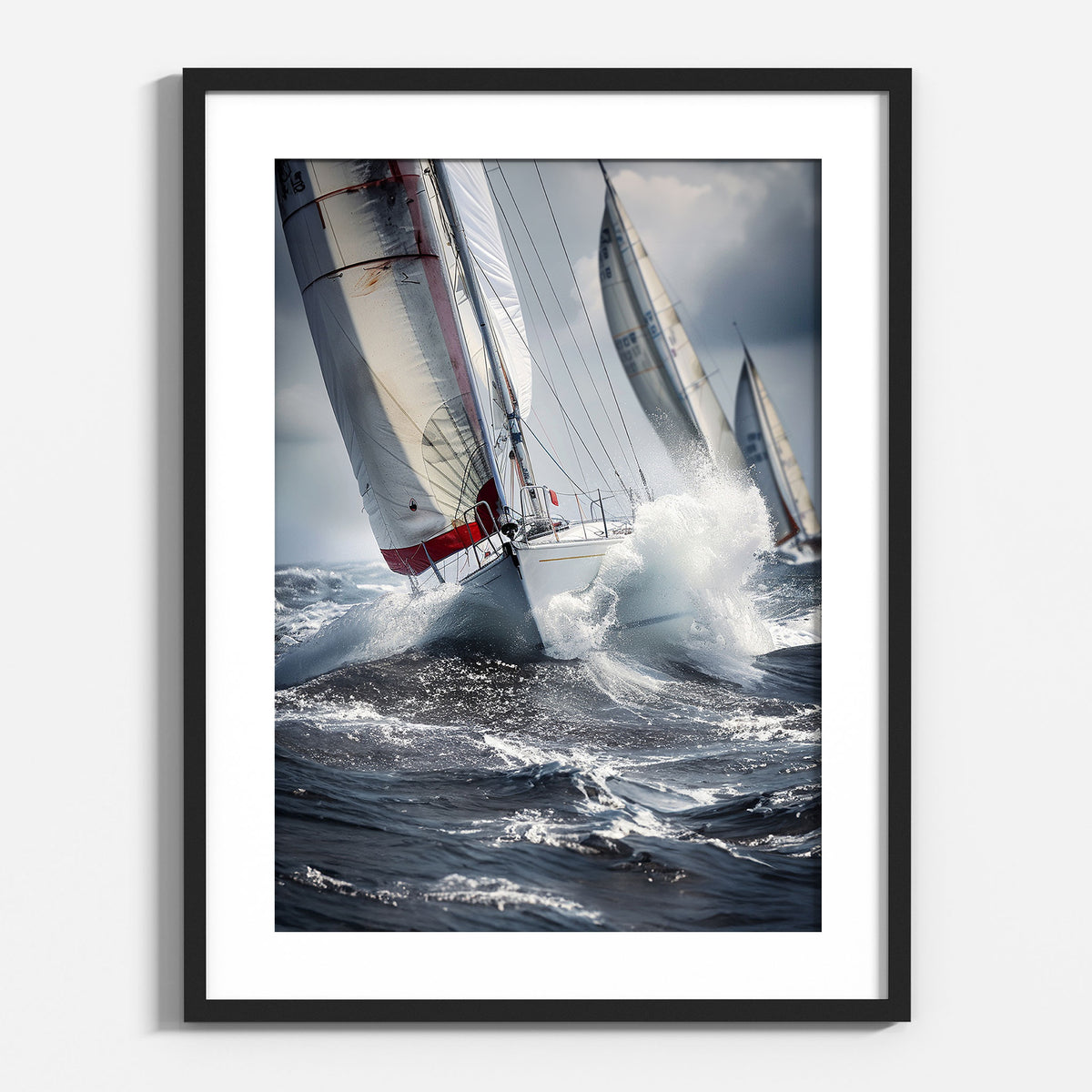 Racing Sailboats in Rough Seas