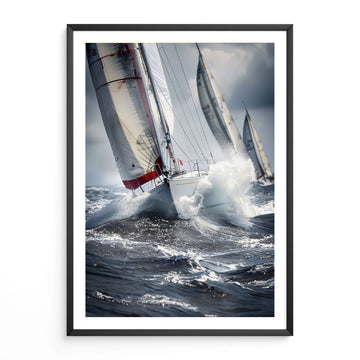 Racing Sailboats in Rough Seas