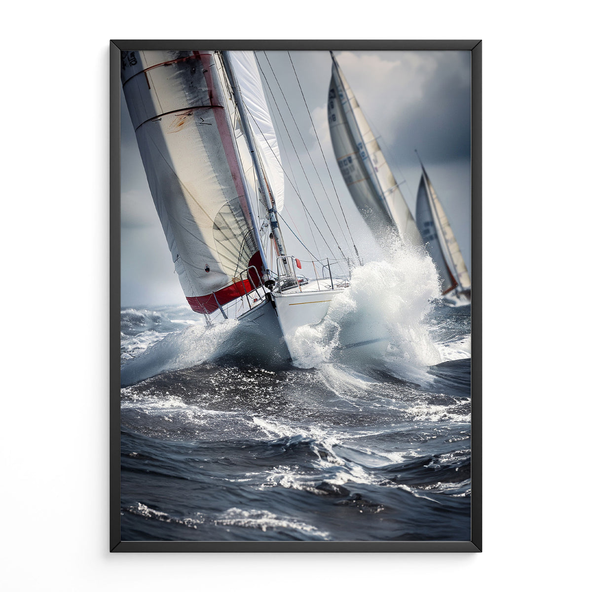 Racing Sailboats in Rough Seas
