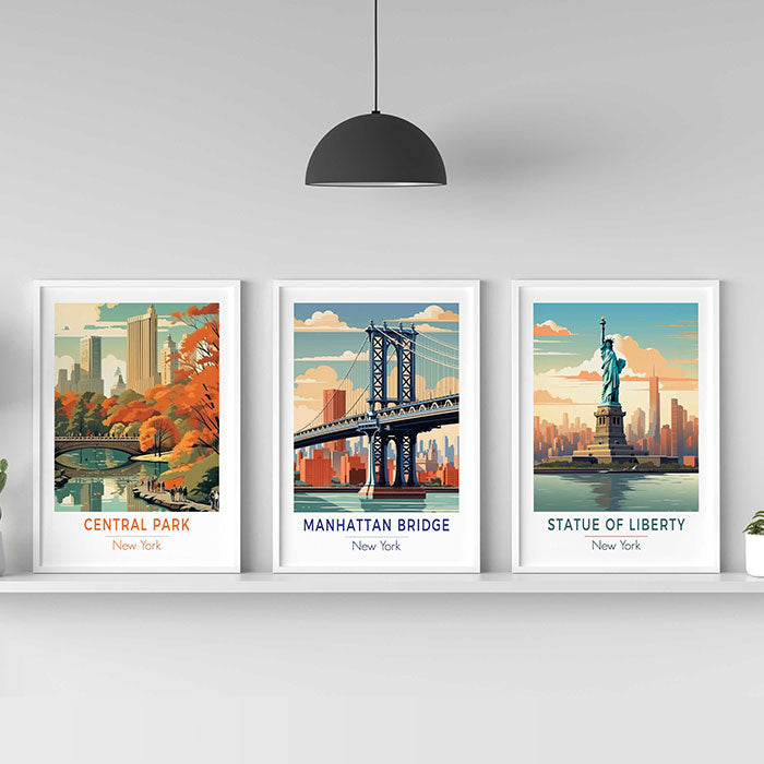 Central Park, New York | Retro Travel Poster | Prints Available In All Sizes | Wall Art