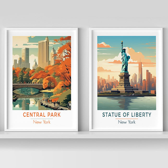Central Park, New York | Retro Travel Poster | Prints Available In All Sizes | Wall Art
