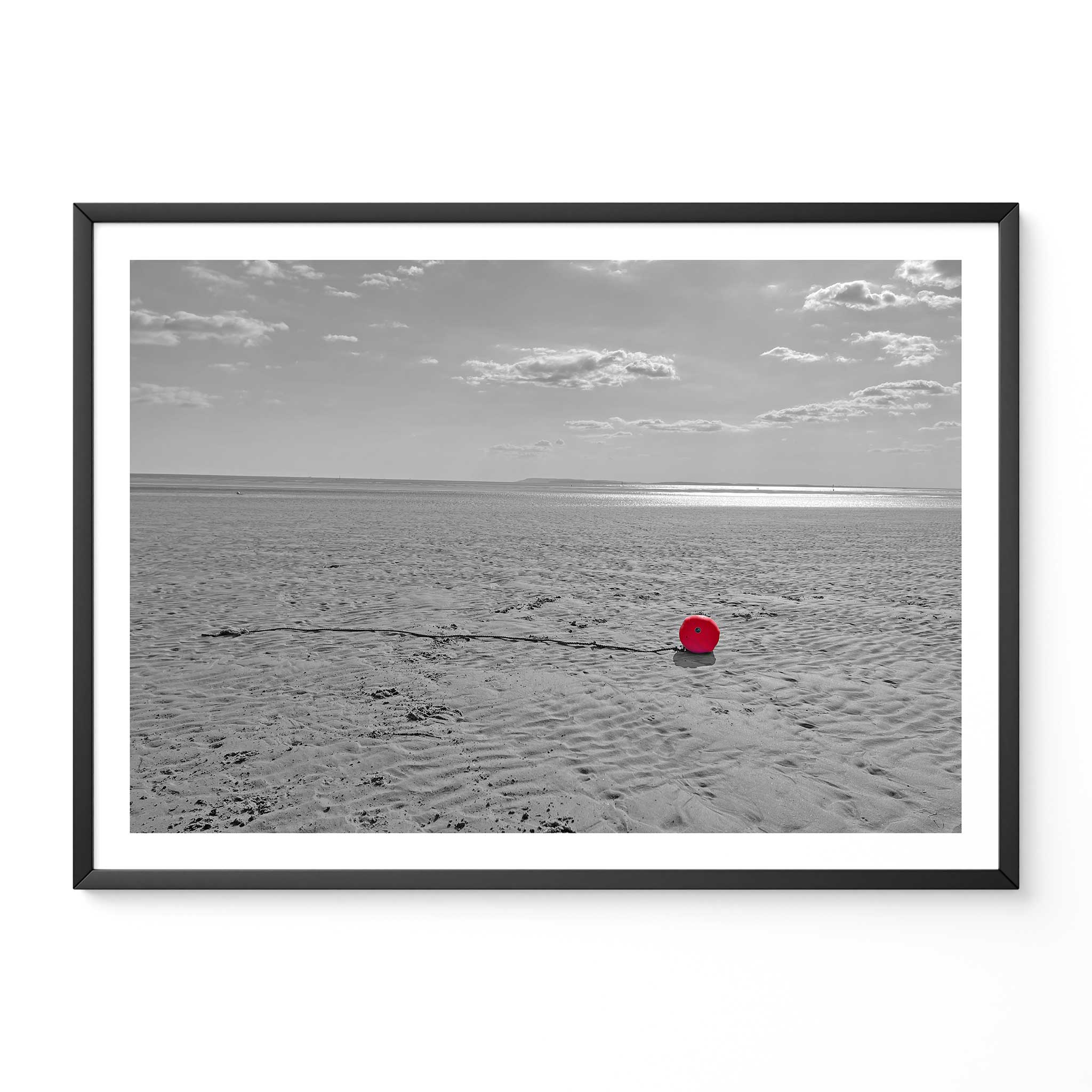 Sandy Beach | Colourful Buoy | Black And White